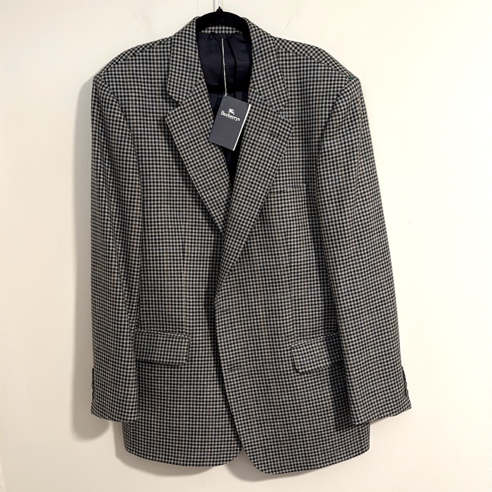Burberry men's Vintage houndstooth bennet blazer jacket size 52 virgin wool fall
